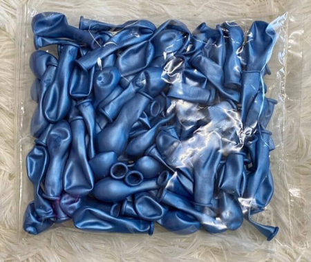 Set 100 baloane latex chrome albastru 13cm [4]