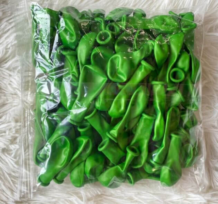 Set 100 baloane latex metalizat verde deschis 13 cm [3]