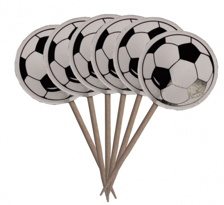 Toppere & Decoratiuni Tort - Set 12 decoratiuni briose carton minge fotbal 3.5 cm