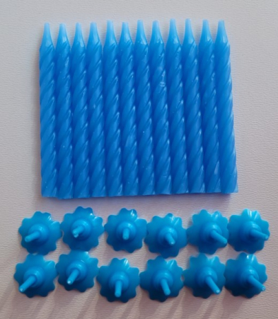 Set 12 lumanari albastre de tort cu suport floare 6 cm [1]