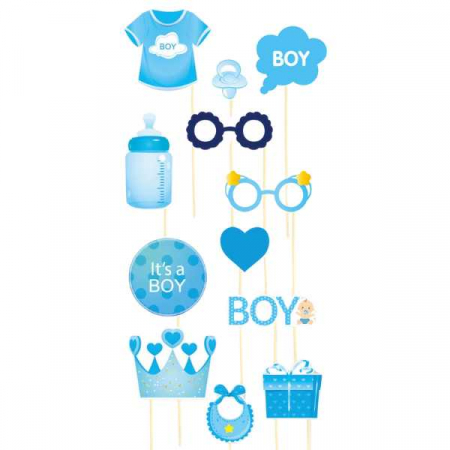 Botez baiat - Accesorii pentru decoratiuni - Set 12 propsuri foto botez baiat
