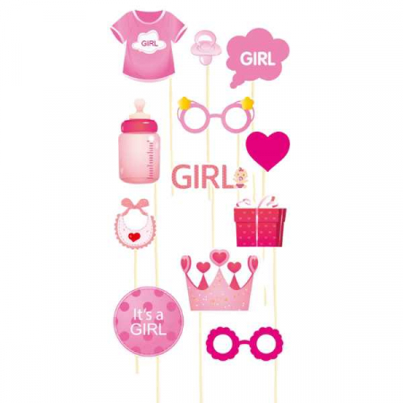 Botez fata - Accesorii pentru decoratiuni - Set 12 propsuri foto botez fata