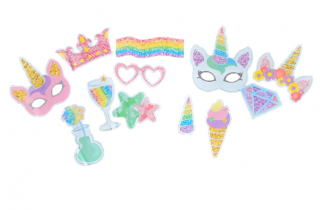 Unicorn - Decoratiuni pentru petrecere tematica - Set 12 propsuri pentru petreceri, tematica unicorn, 28 cm, multicolor