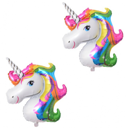 Unicorn - Decoratiuni pentru petrecere tematica - Set 2 Baloane folie mini figurina cap unicorn mic 25 cm