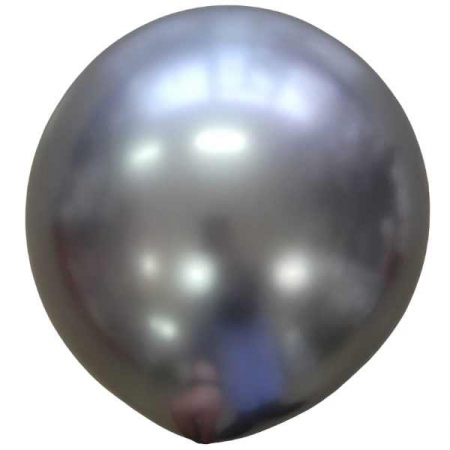 Set 2 baloane latex chrome argintiu 38 cm [1]