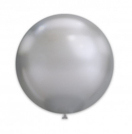 Set 2 baloane latex chrome argintiu 38 cm