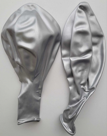 Set 2 baloane latex chrome argintiu 38 cm [3]