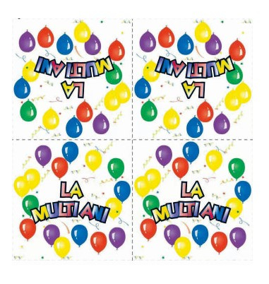 Aniversare - Accesorii - Set 20 servetele albe La multi ani baloane 33 x 33 cm