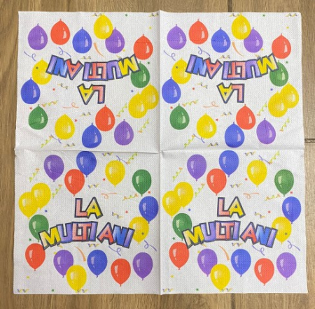 Set 20 servetele albe La multi ani baloane 33 x 33 cm [1]
