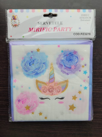 Set 20 servetele mov Unicorn flori 33 cm [3]