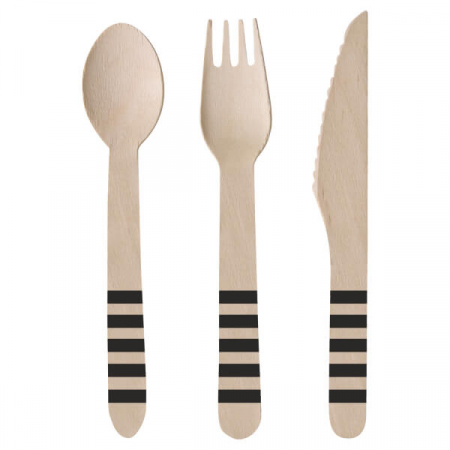 Accesorii pentru decorurile de petrecere - Set 24 tacamuri fotbal lemn
