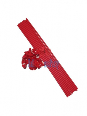 Set 25 Bete suport cu rozete pentru baloane latex ROSU [4]