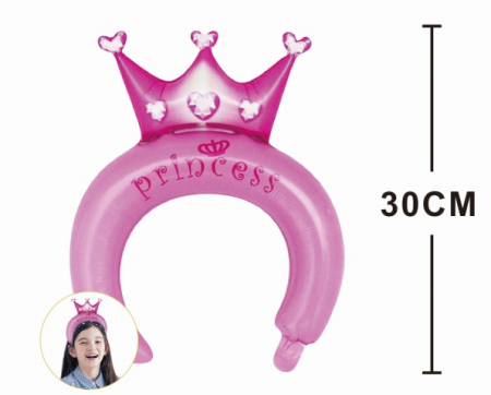 Set 3 baloane folie coronita roz Princess 30 cm [1]