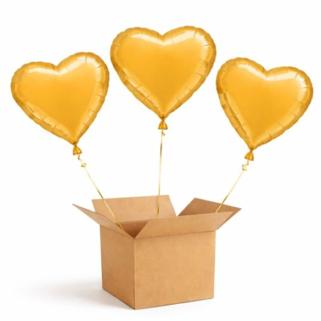 Baloane cu heliu din folie - Set 3 baloane folie heliu inima aurie 45 cm