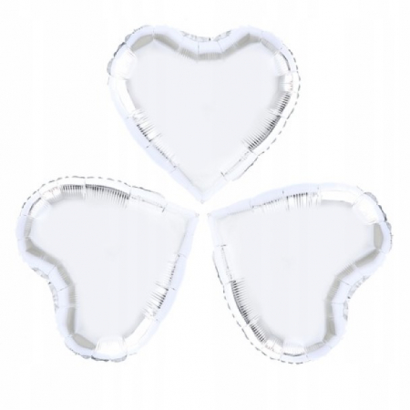 Valentine's Day & Dragobete - Baloane & Decoratiuni - Set 3 baloane folie inima argintie 25 cm