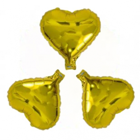 Valentine's Day & Dragobete - Baloane & Decoratiuni - Set 3 baloane folie inima aurie 25 cm