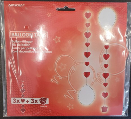 Set 3 greutati cutii plus cozi de baloane inimi rosii de 50 cm [2]