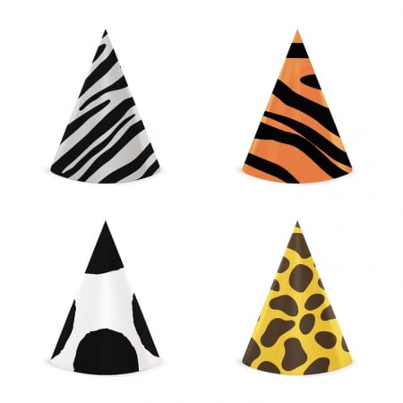 Zoo - Decoratiuni pentru petrecere tematica - Set 4 coifuri zoo animalute 16 cm