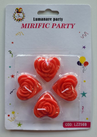 Set 4 lumanari inima rosie 3.5 cm [7]