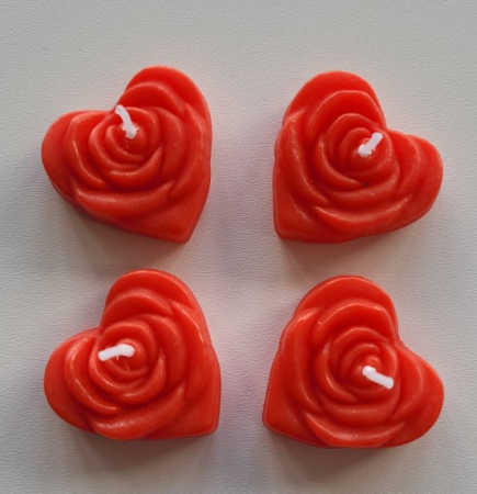 Set 4 lumanari inima rosie 3.5 cm [3]