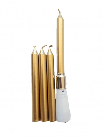 Majorat - Accesorii - Set 4 lumanari muzicale aurii 12 cm