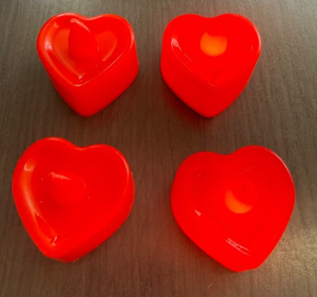 Set 4 lumanari plastic inima rosie 4 x 3.6 cm [3]