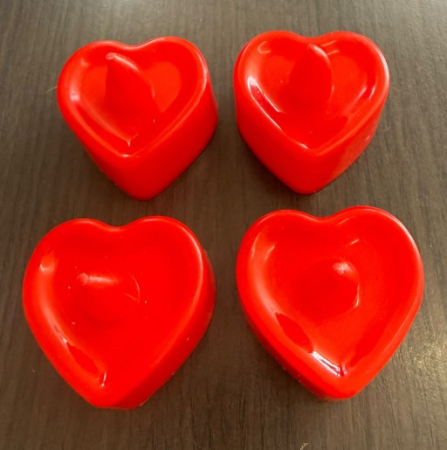 Set 4 lumanari plastic inima rosie 4 x 3.6 cm [2]