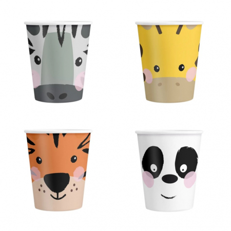 Zoo - Decoratiuni pentru petrecere tematica - Set 4 pahare animalute 220 ml