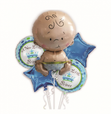 Botez baiat - Baloane latex & folie - Set 5 baloane bebelus baiat new little prince