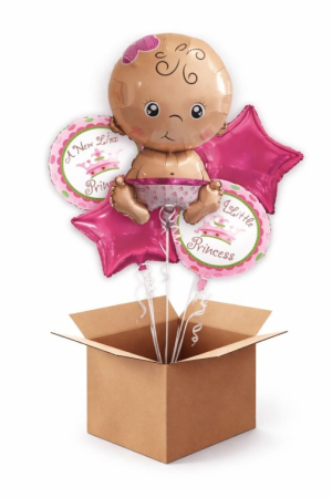 Botez fata - Baloane latex & folie - Set 5 baloane Bebelus Fata heliu