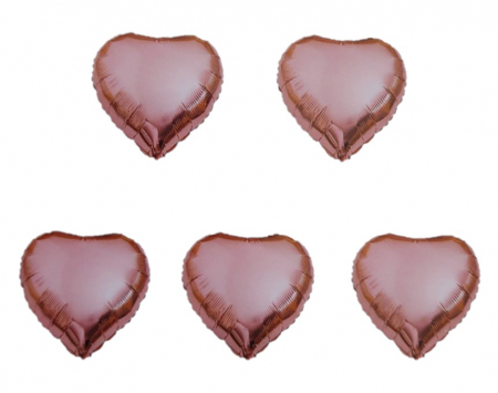 Baloane folie - Set 5 baloane folie inima rose gold 25 cm