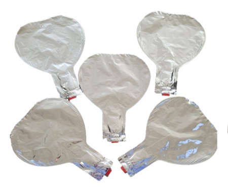 Valentine's Day & Dragobete - Baloane din folie cu heliu - Set 5 baloane folie inimioare argintiu 10 cm