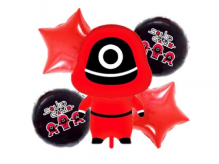 Baloane cu heliu din folie - Set 5 baloane folie Squid Game