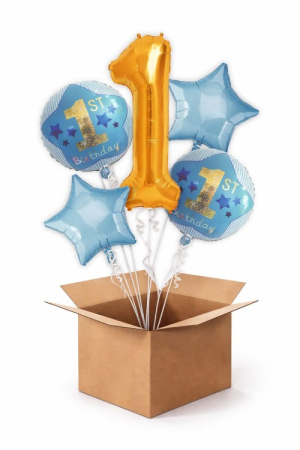Baloane cu heliu din folie - Set 5 baloane heliu prima aniversare / 1 an baiat