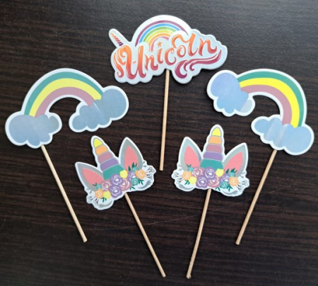 Set 5 decoratiuni briosa Unicorn Holograma 6 cm [1]