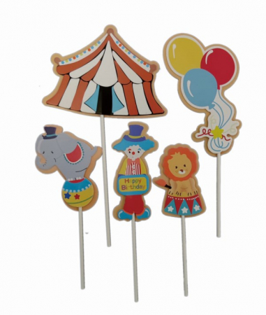Toppere & Decoratiuni Tort - Set 5 decoratiuni tort si briosa circ