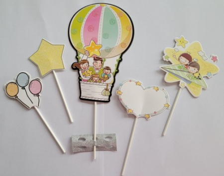 Set 5 decoratiuni tort si briose balon zburator roz [10]