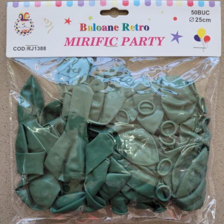 Set 50 baloane latex retro verde inchis 25 cm [5]