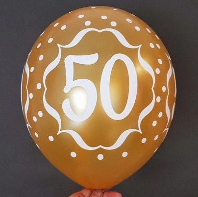 Set 6 baloane latex 50 ani auriu 30 cm [3]