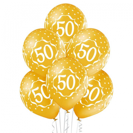 Set 6 baloane latex 50 ani auriu 30 cm [0]
