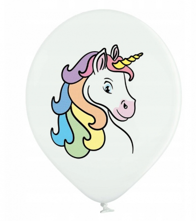 Set 6 baloane latex alb cu cap unicorn 30 cm [1]