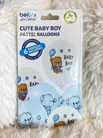 Set 6 baloane latex Baby Boy Ursulet 30 cm [6]