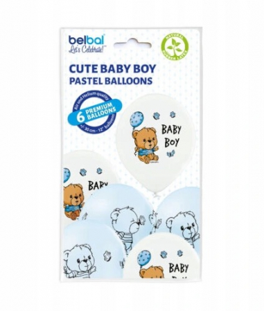 Set 6 baloane latex Baby Boy Ursulet 30 cm [5]