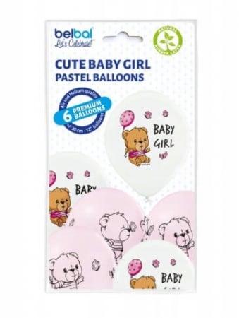 Set 6 baloane latex Baby Girl Ursulet 30 cm [2]