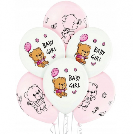 Set 6 baloane latex Baby Girl Ursulet 30 cm [1]