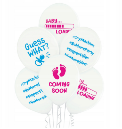 Gender reveal & Dezvaluire - Articole & decoratiuni - Set 6 baloane latex Baby Loading Boy or Girl 30 cm