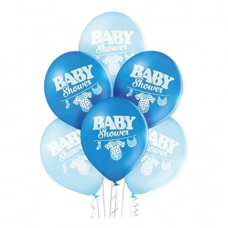 Botez baiat - Baloane latex & folie - Set 6 baloane latex Baby Shower Baiat 27 cm