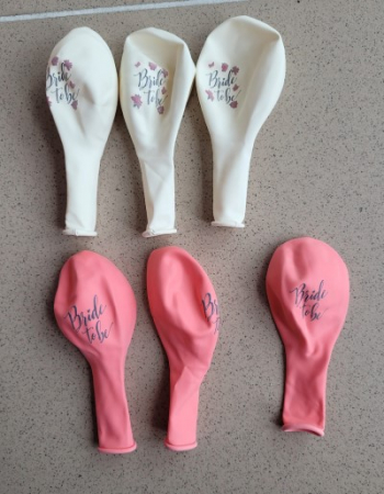 Set 6 baloane „Bride to be” petrecerea burlacitelor roz/alb cu flori si fluturasi, 30 cm [1]