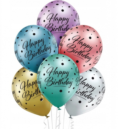 Set 6 baloane latex chrom Happy Birthday 30 cm [8]
