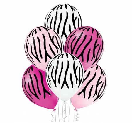 Zoo - Decoratiuni pentru petrecere tematica - Set 6 baloane latex dungi zebra 30 cm